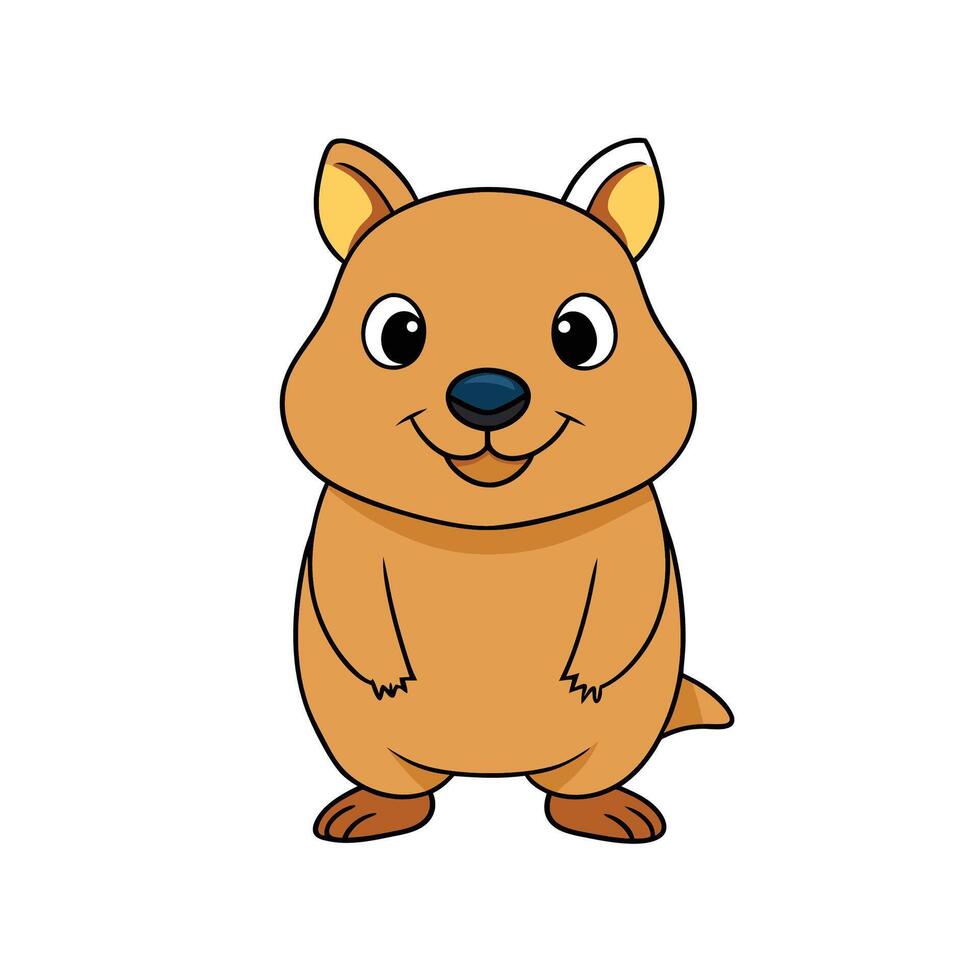 Isolated cartoon style illustration of a smiling quokka on white background. vector