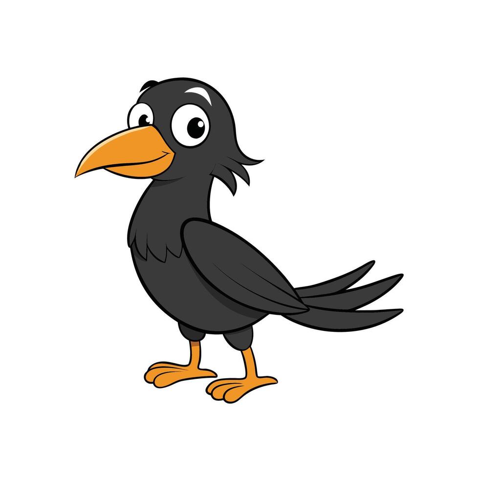 Cartoon crow illustration in flat style on white background vector