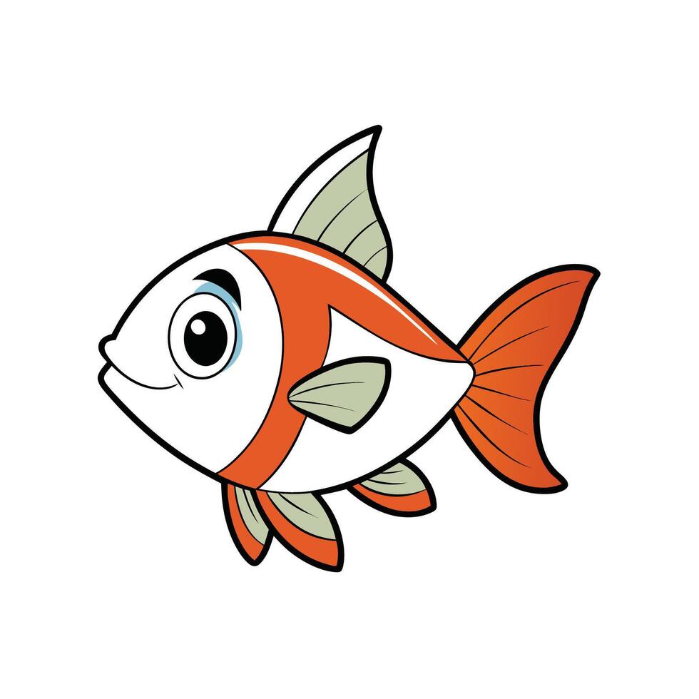 Cartoon goldfish illustration swimming cheerfully on a white background vector