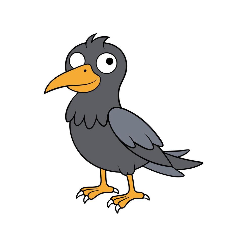 Cartoon Crow Standing Isolated Against White Background Stock Image vector