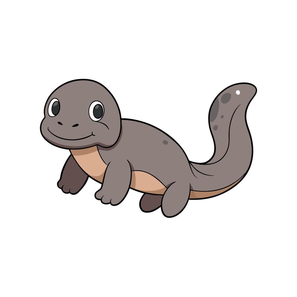 Cute cartoon axolotl salamander isolated on a white background vector