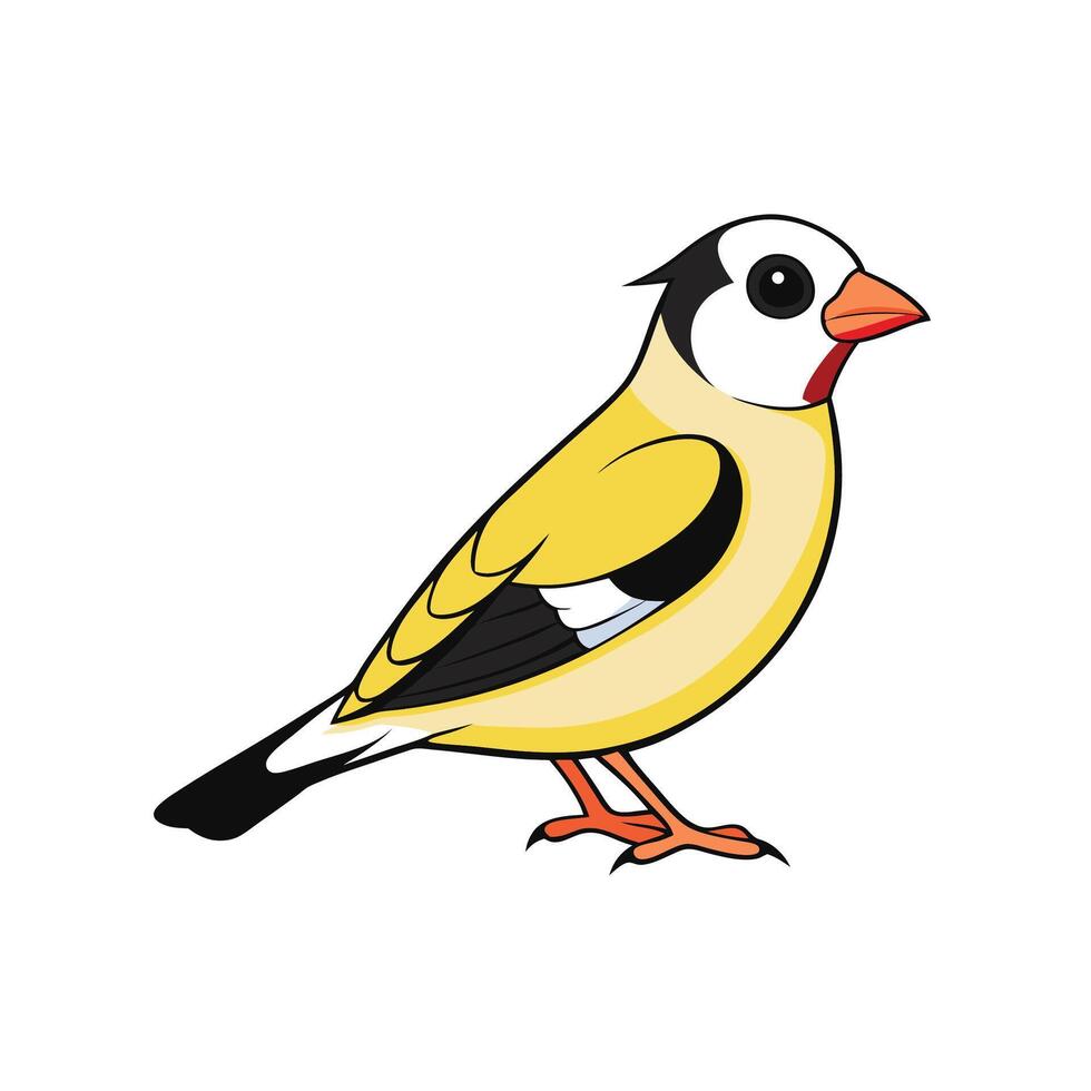 Cartoon illustration of a colorful Goldfinch bird on white vector