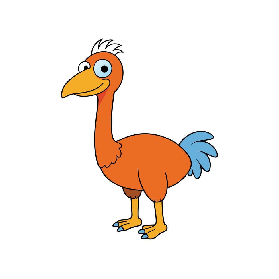 Whimsical Cartoon Bird Character Illustration with Bold Outlines vector