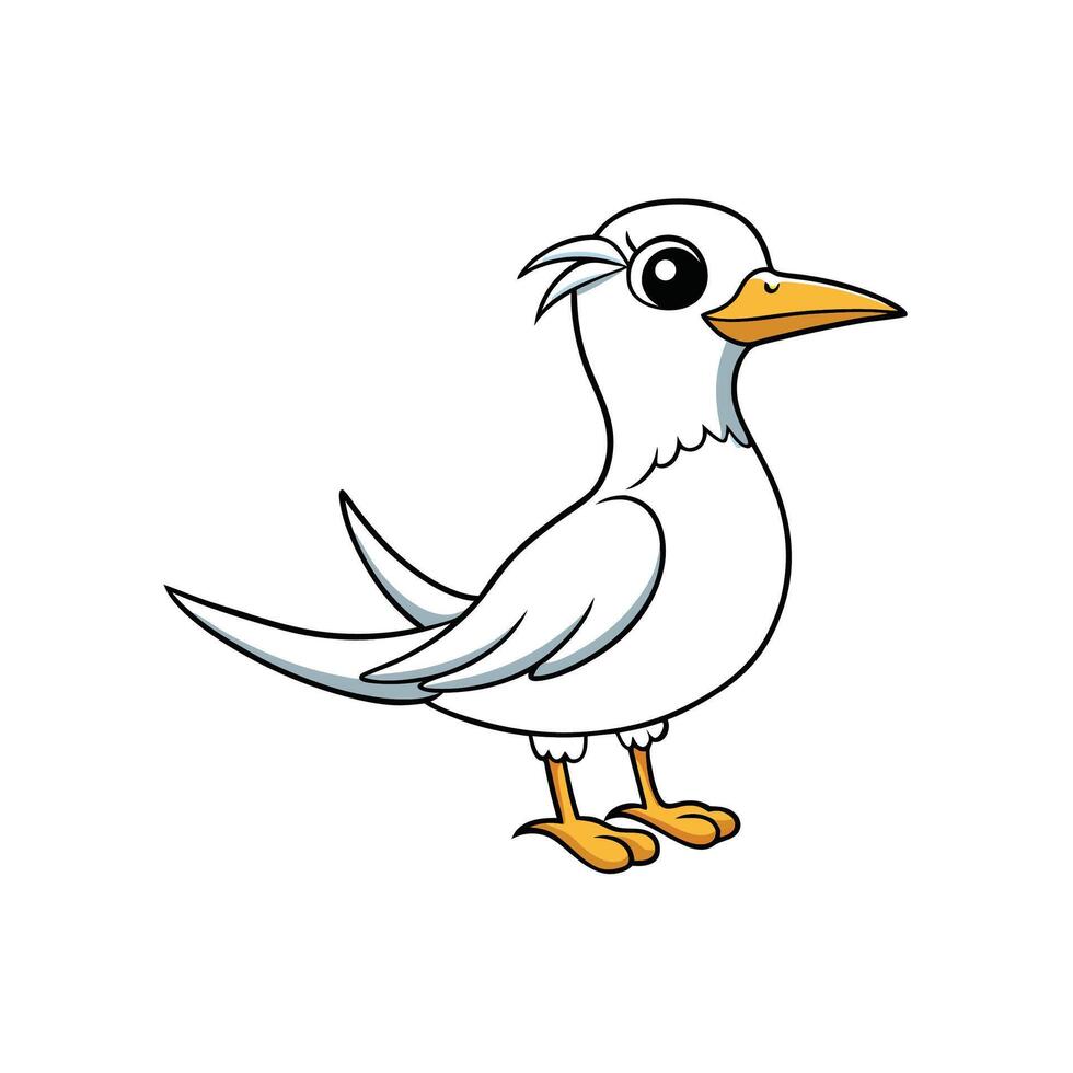 A cartoon seagull standing profile view, featuring clean lines and cheerful expression. vector