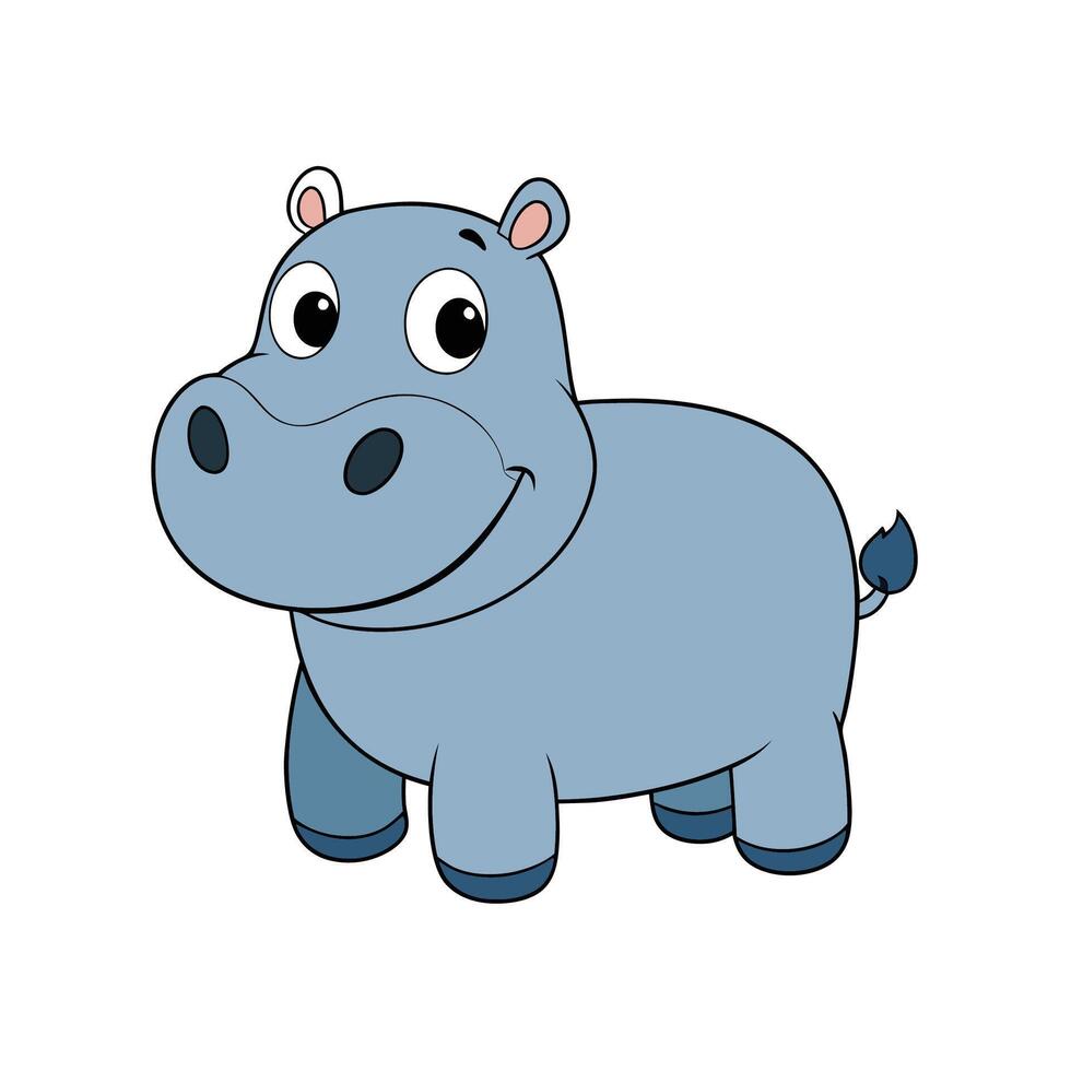 Cute cartoon hippopotamus standing isolated on a white background vector