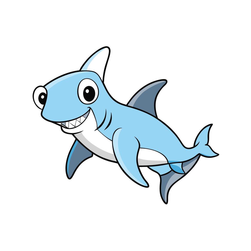 Cartoon shark illustration swimming with a big friendly smile vector