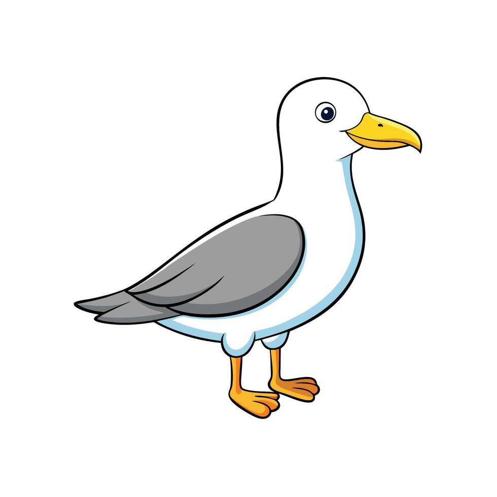 Cartoon seagull illustration isolated on white background profile view vector