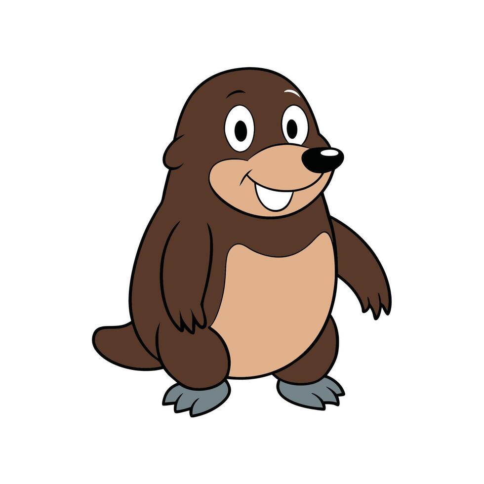Cartoon Mole Character Standing Upright with a Cheerful Expression vector