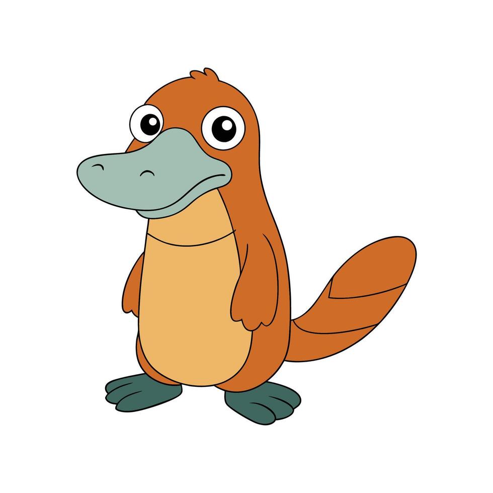 Cartoon platypus illustration standing isolated on white background vector