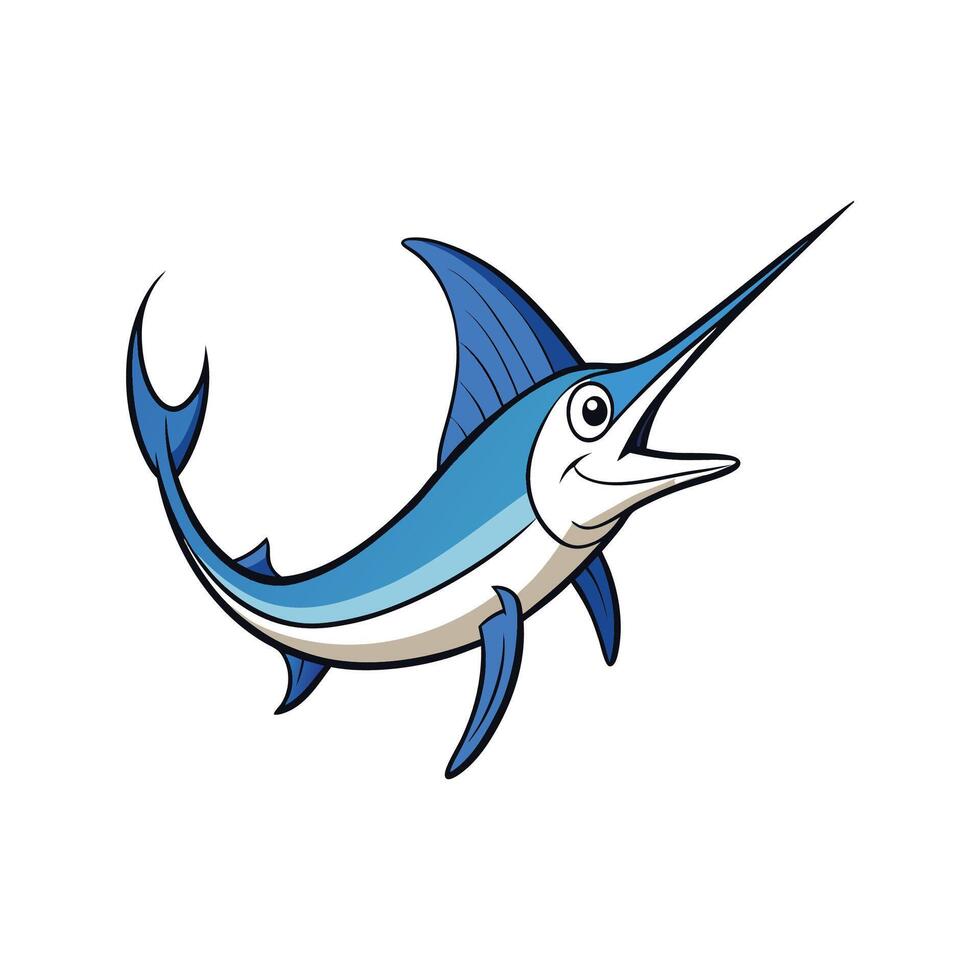 Cartoon marlin illustration swimming isolated on the white background vector