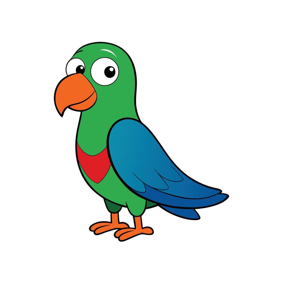 Cartoon parrot with vibrant colors on a white background vector