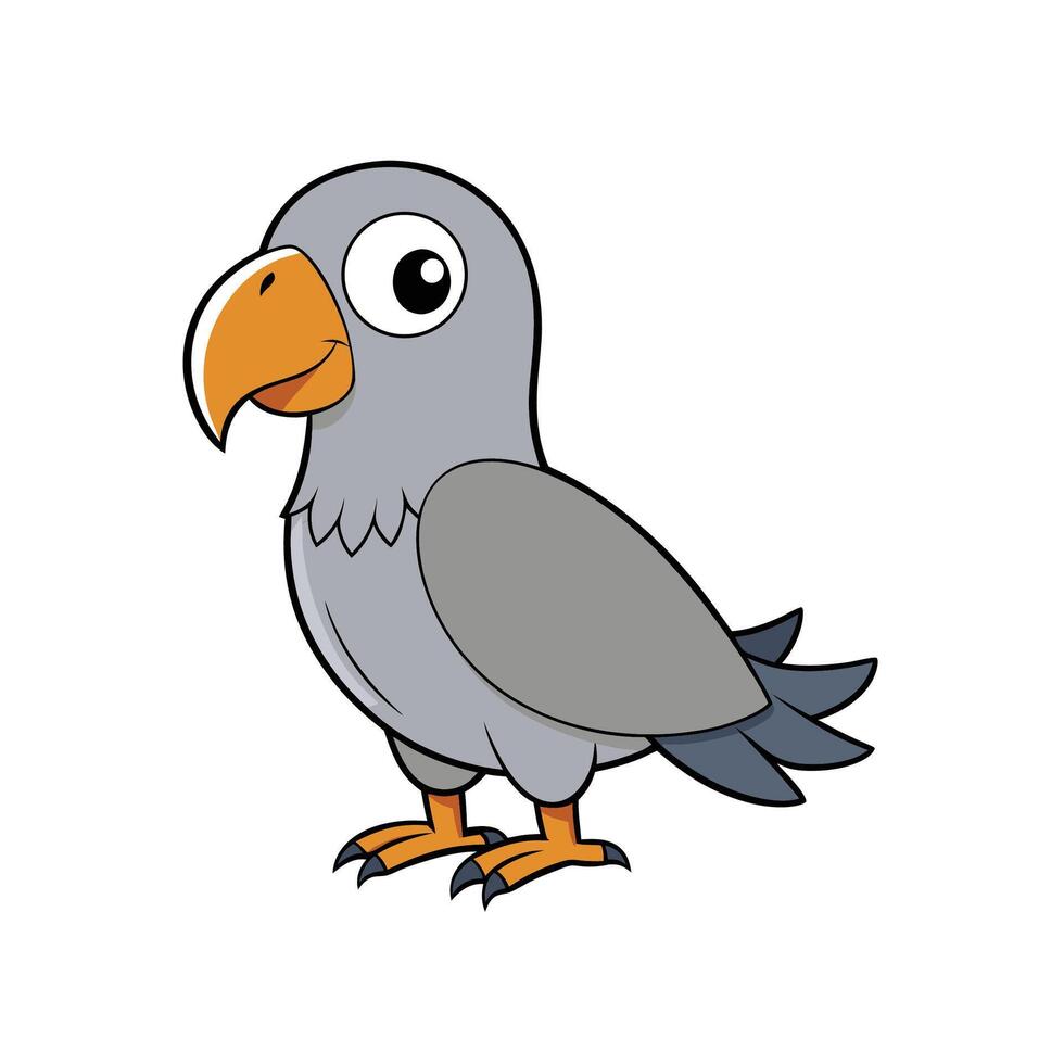 Friendly cartoon bird with big eyes in cute style vector