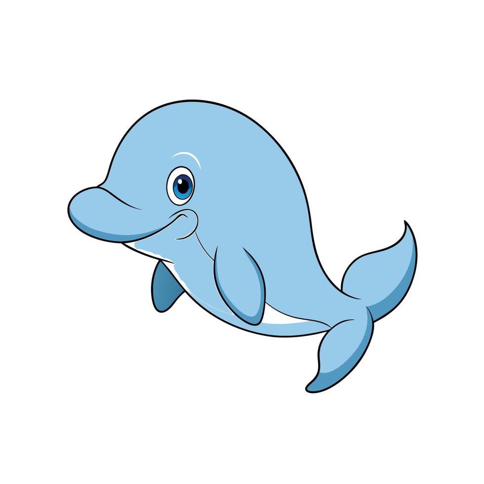 Cartoon baby dolphin smiling on a white background illustration vector