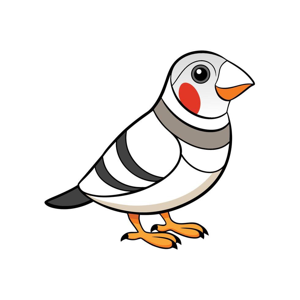 Cartoon zebra finch standing isolated on a white background vector