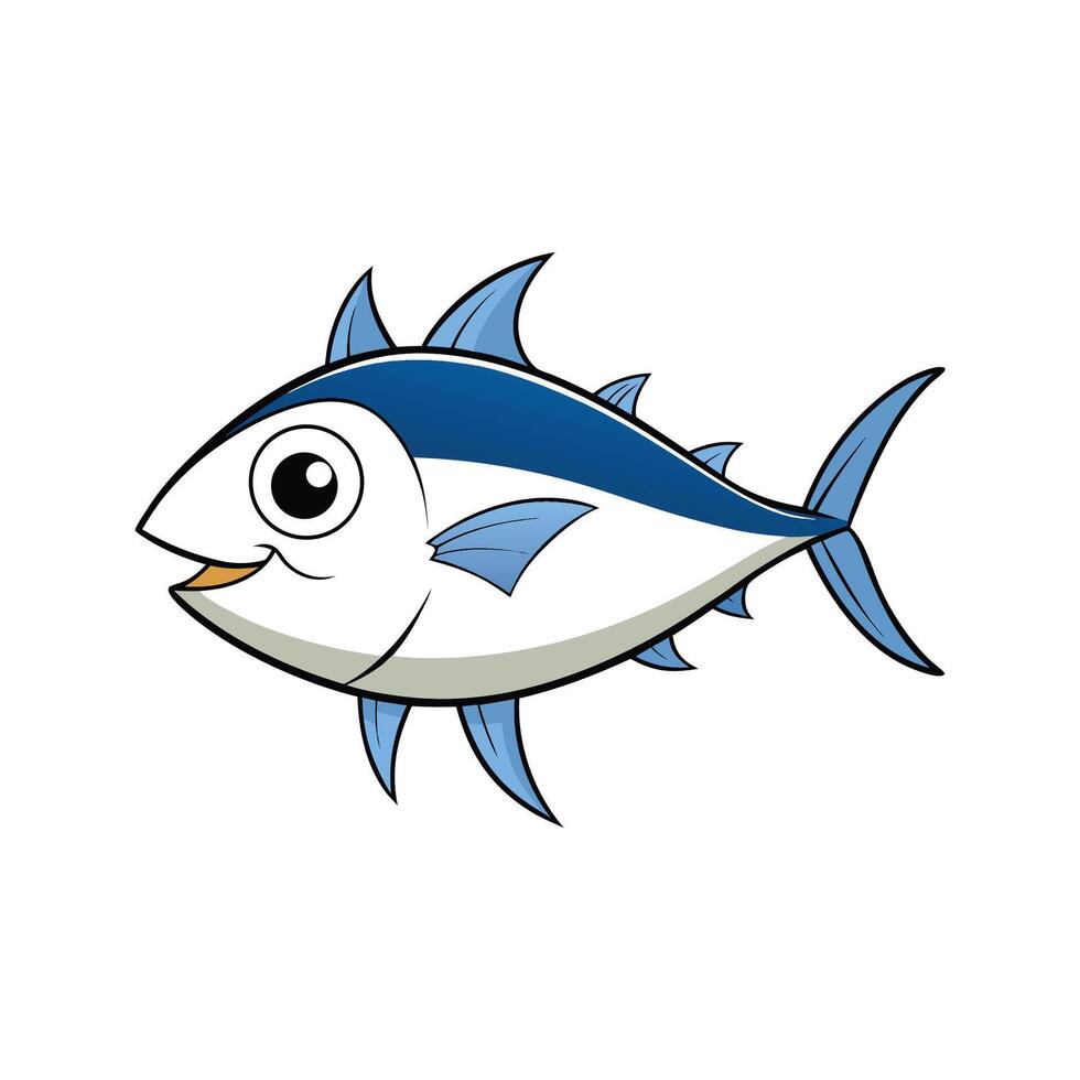 Cartoon Bluefin Tuna with a Happy Expression and Smile vector