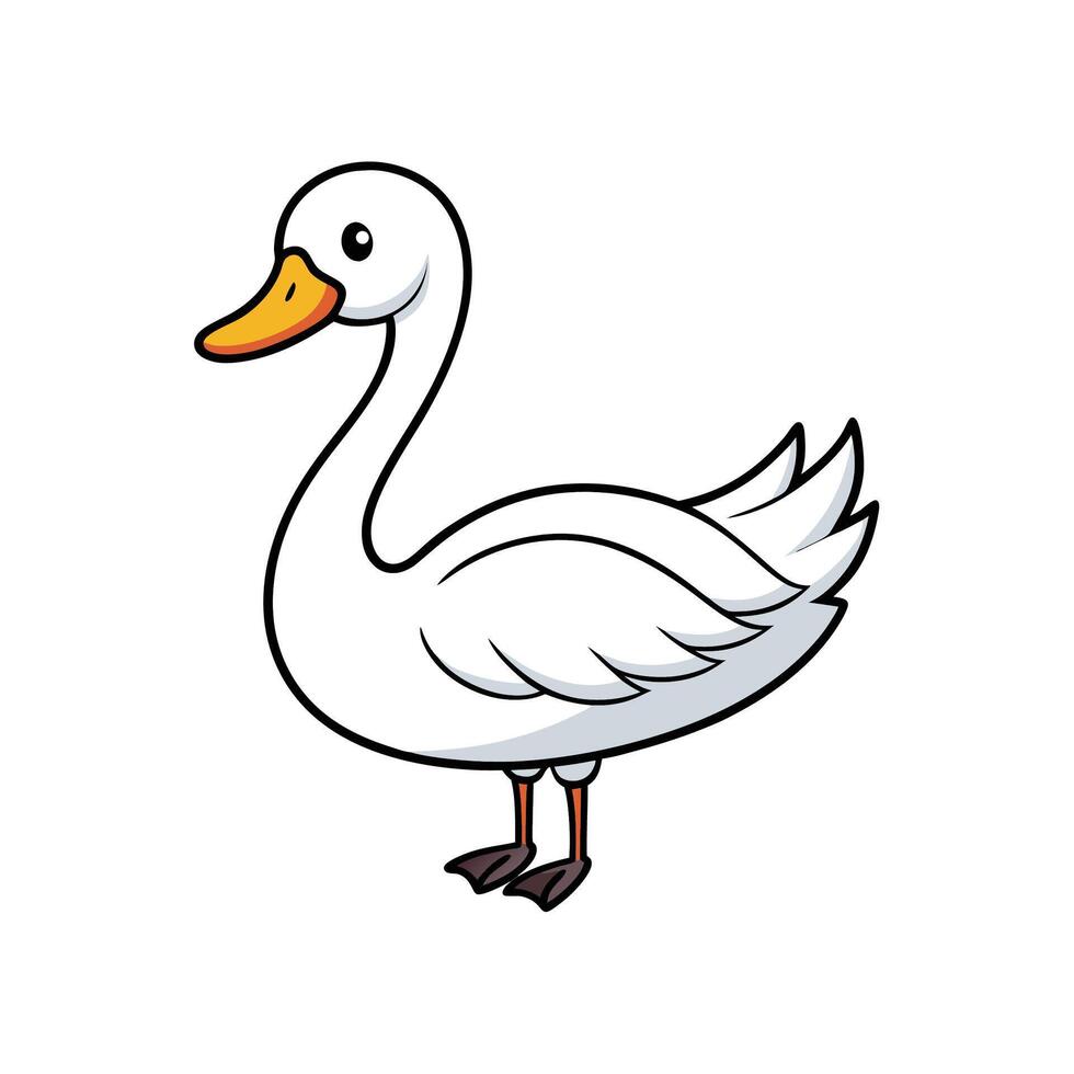 Cartoon swan character in side profile illustration design vector