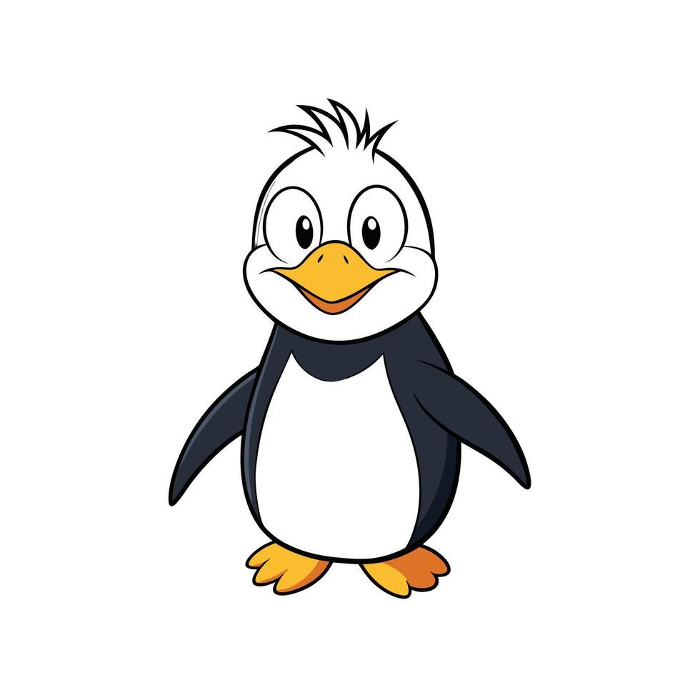 Cartoon penguin illustration, friendly pose, isolated on white background vector