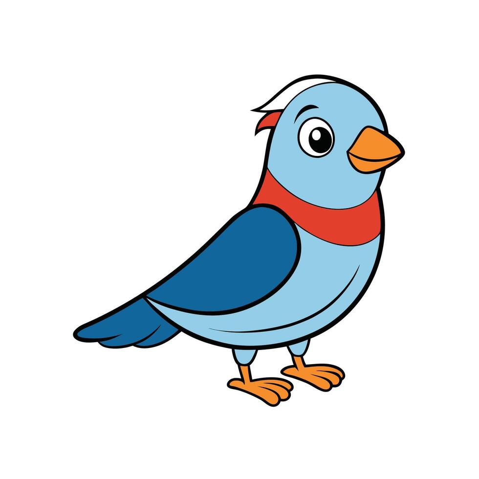Cartoon illustration of a colorful bird with outlines vector