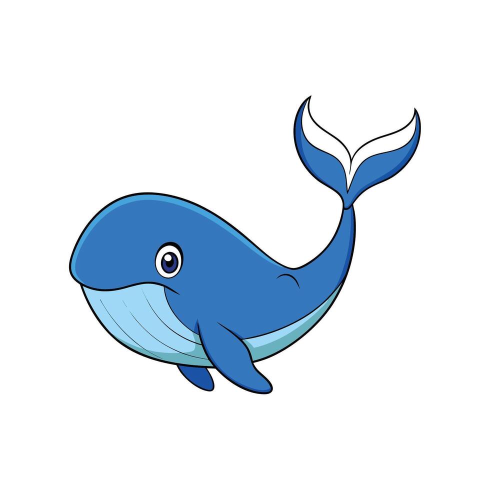 Cartoon whale illustration swimming with a joyful expression vector