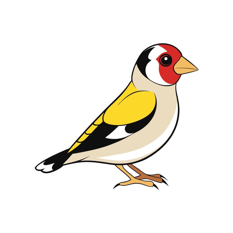 Illustration of a colorful goldfinch bird in profile view vector
