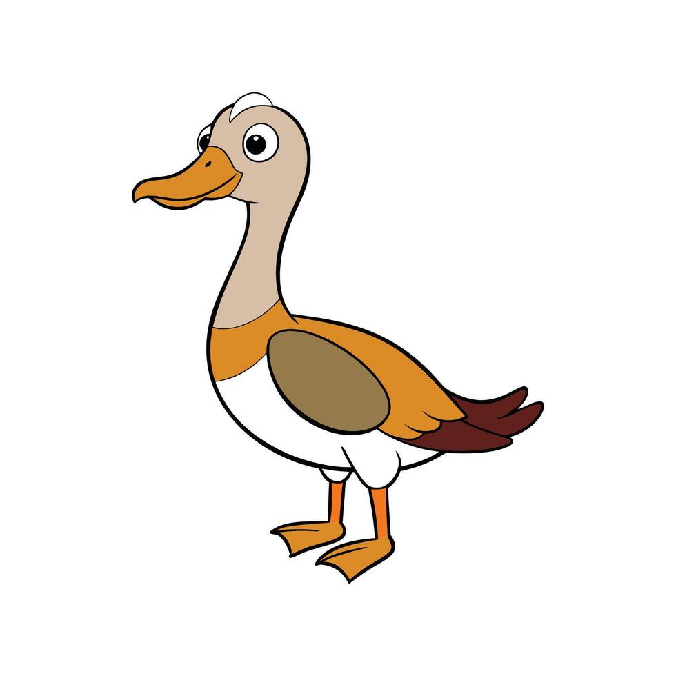 Cheerful cartoon duck character standing on a white background vector