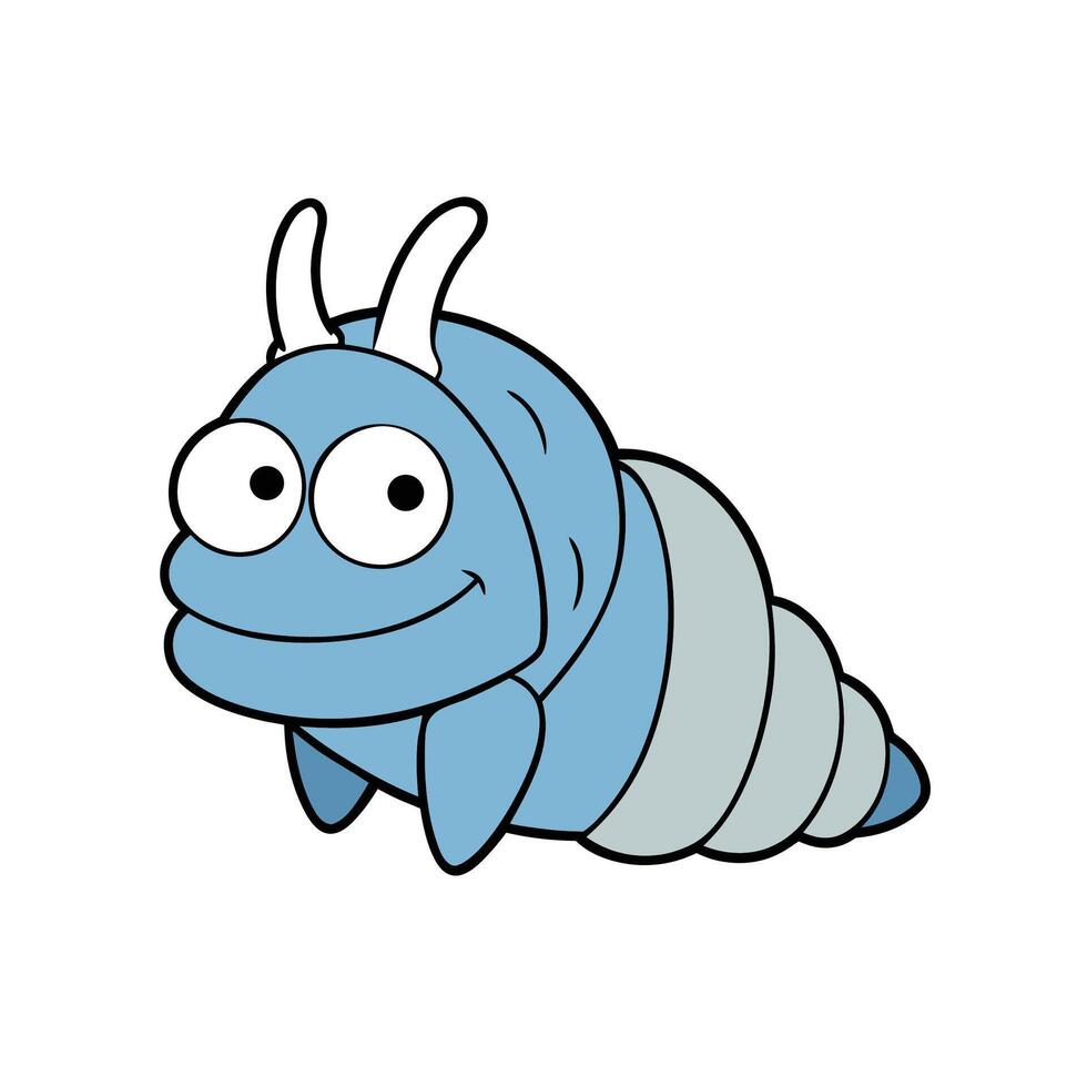 Cute cartoon caterpillar smiling with big eyes illustration vector