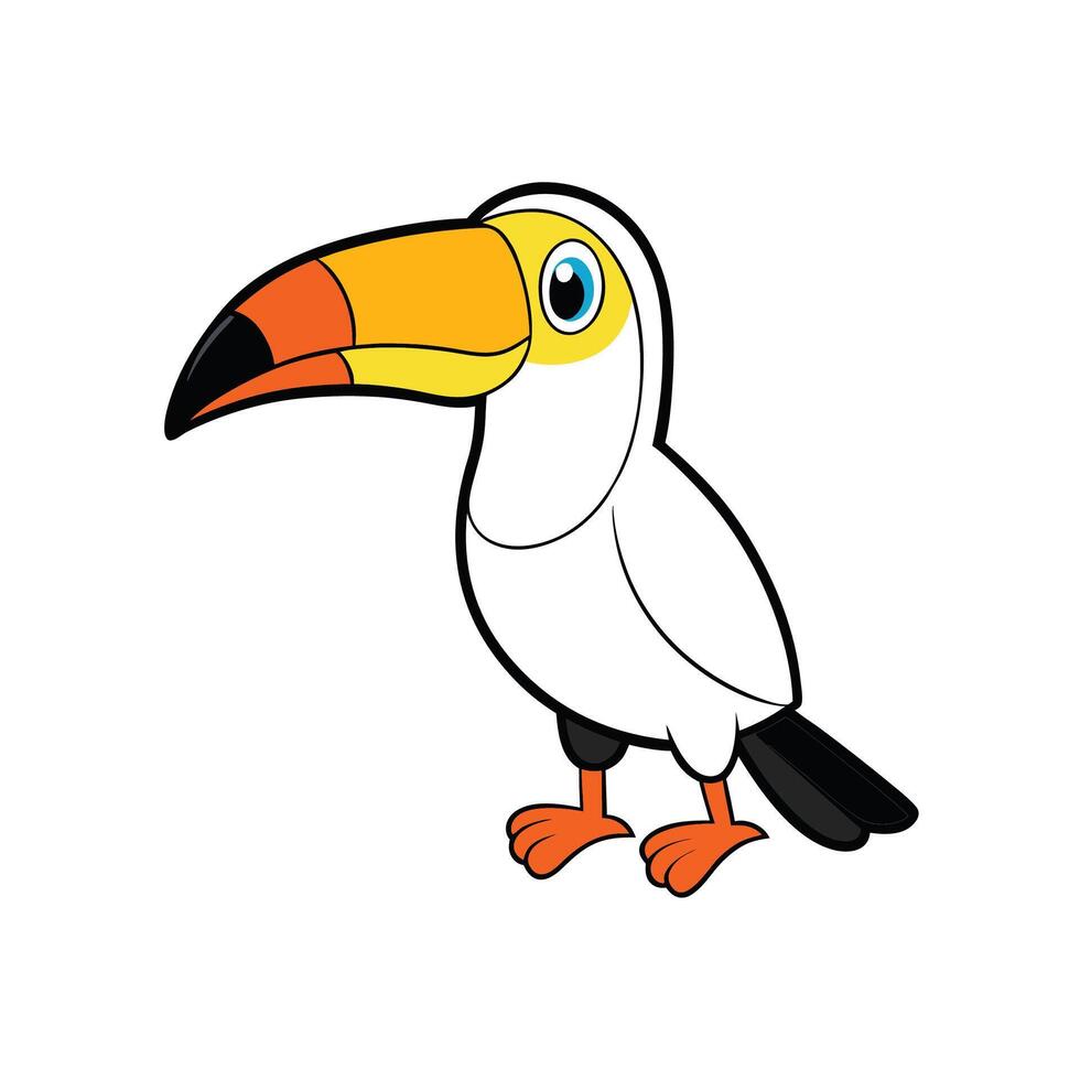 Cartoon style toucan illustration with bright colors on white vector