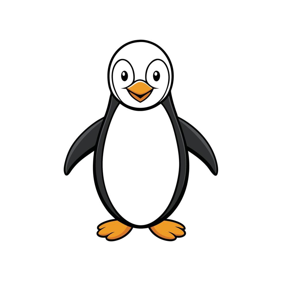 Cartoon penguin with open smile standing on white background vector