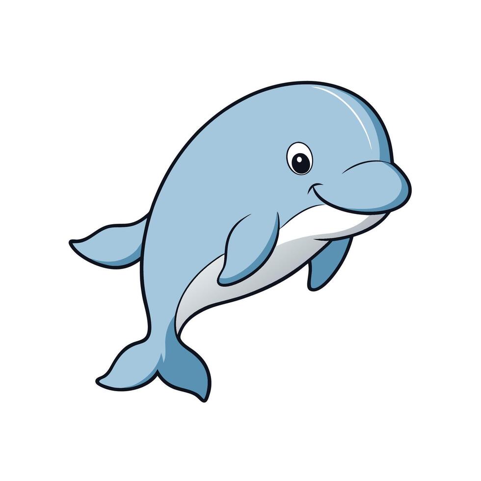 Cartoon Dolphin Jumping with Joy on White Background vector