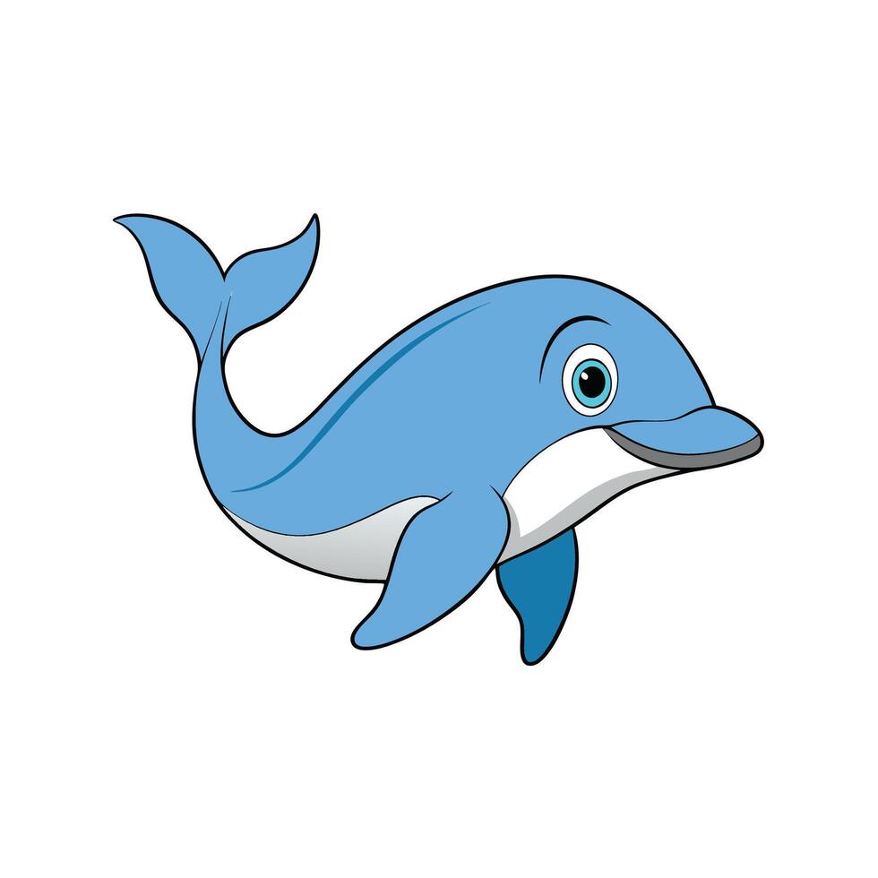 Cartoon style dolphin with blue and white colors vector