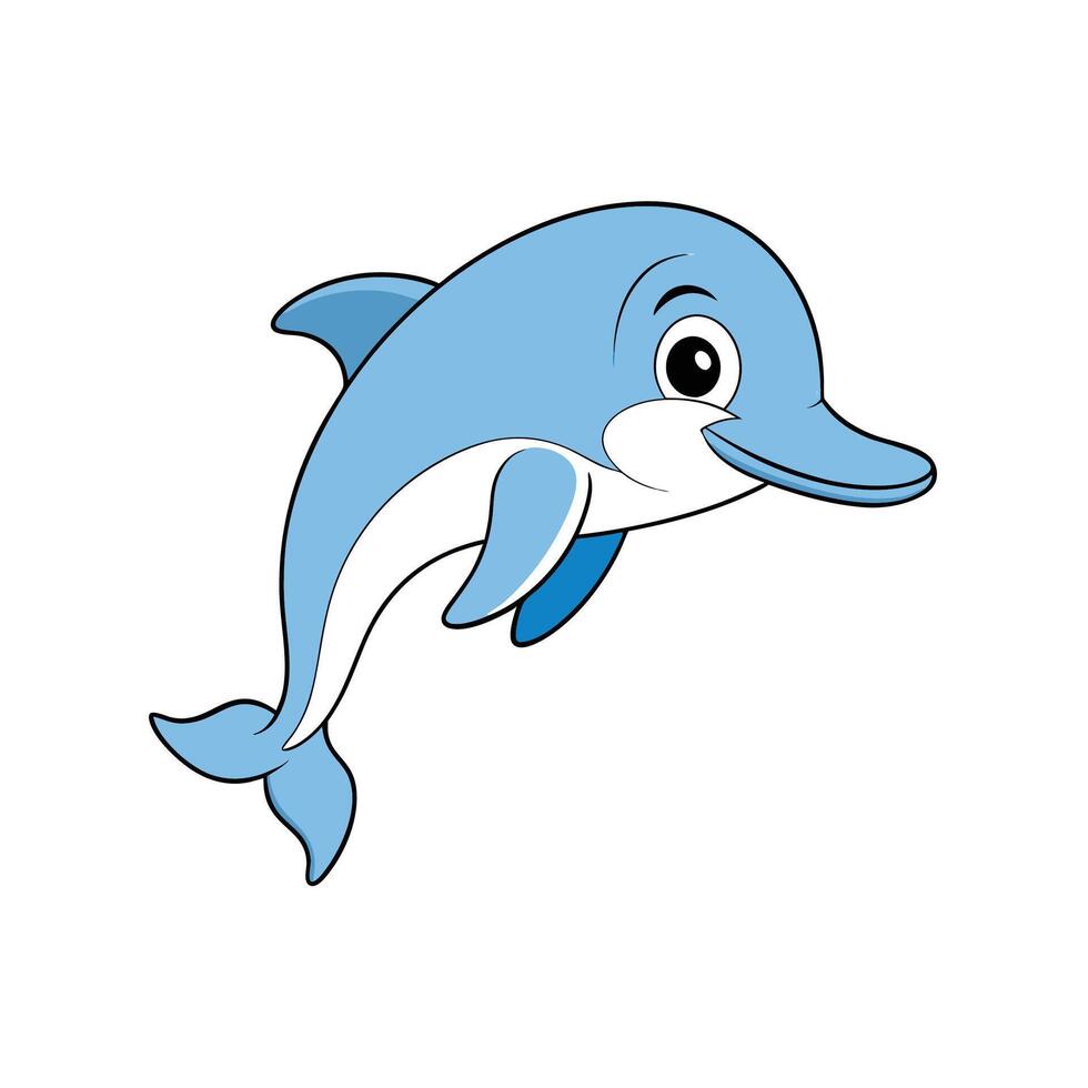 Cartoon dolphin illustration against white background for commercial use vector