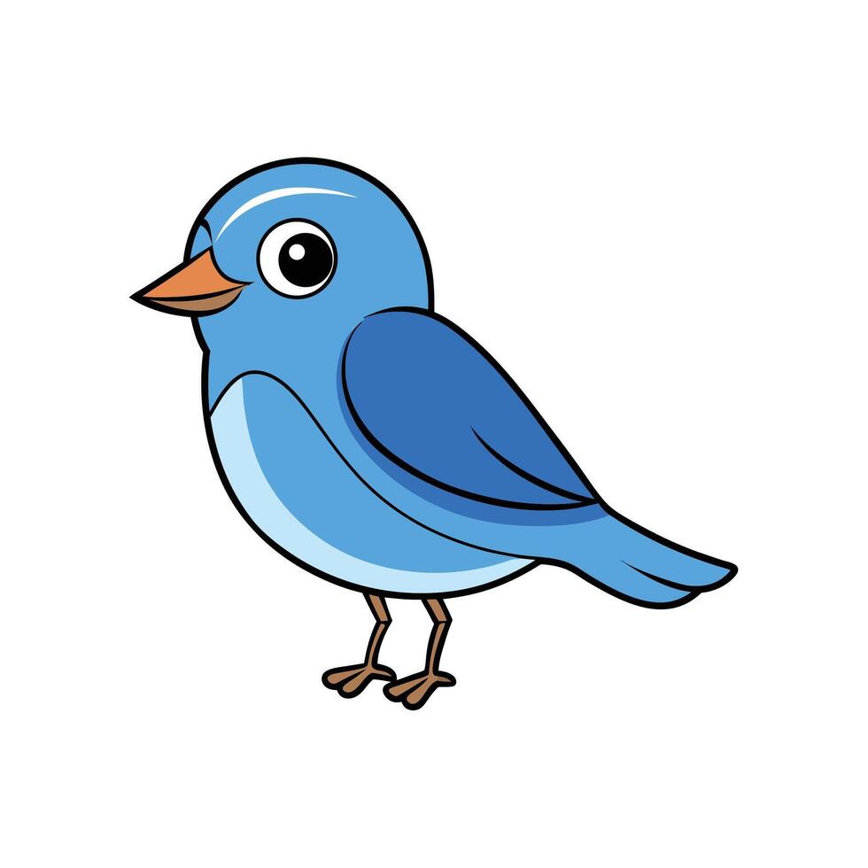 Cartoon illustration of a cute blue bird standing still vector