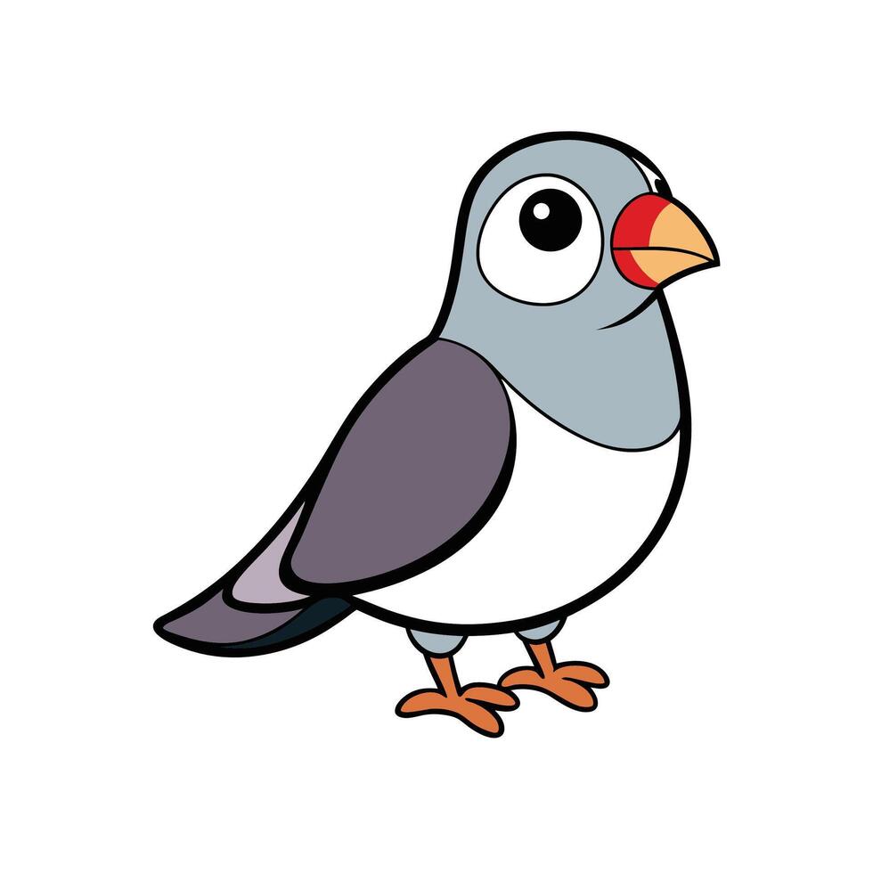 Cartoon pigeon illustration with big eyes against white background vector