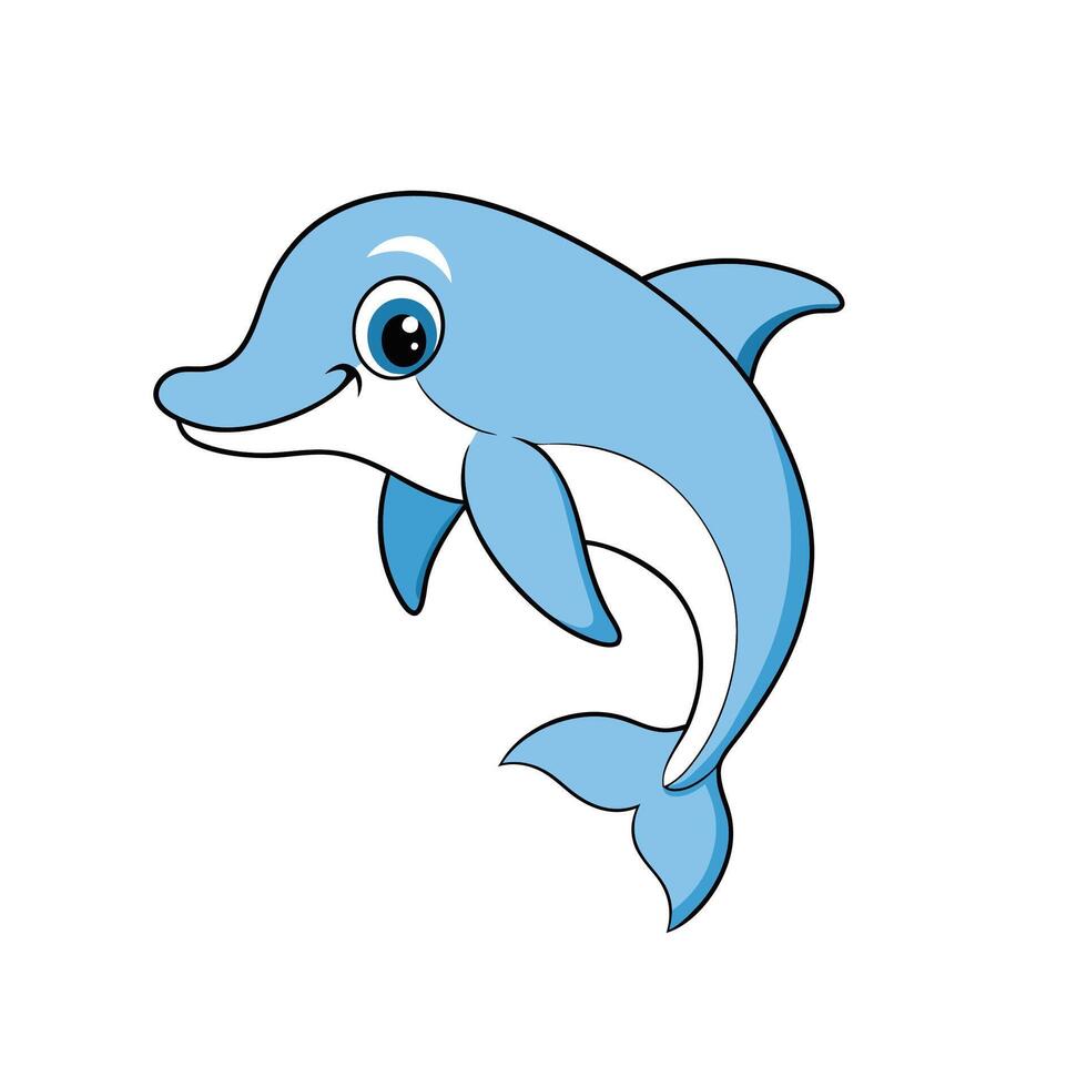 Cartoon dolphin in a playful pose on white background vector