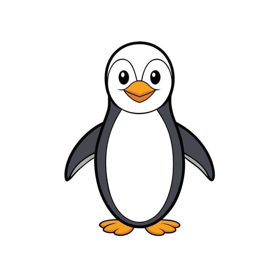 Cartoon penguin illustration isolated on white background portrait view vector