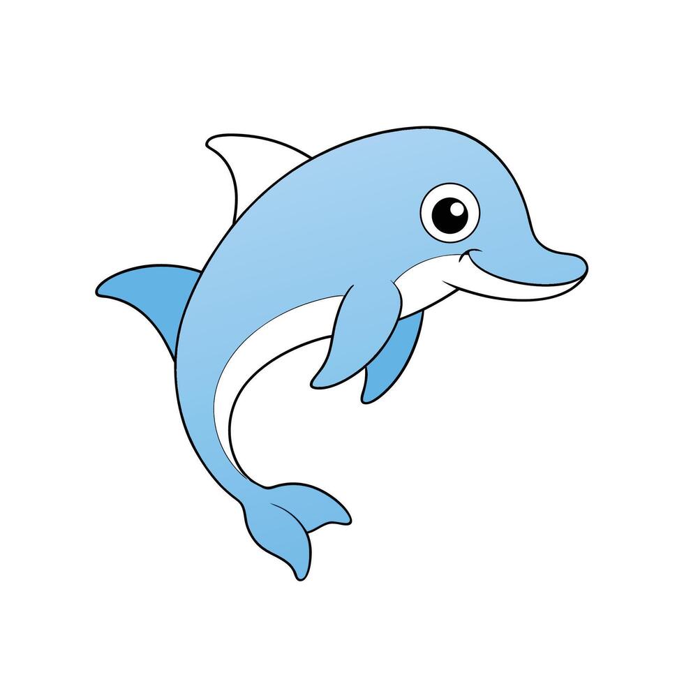 Cartoon style dolphin illustration on a white background vector