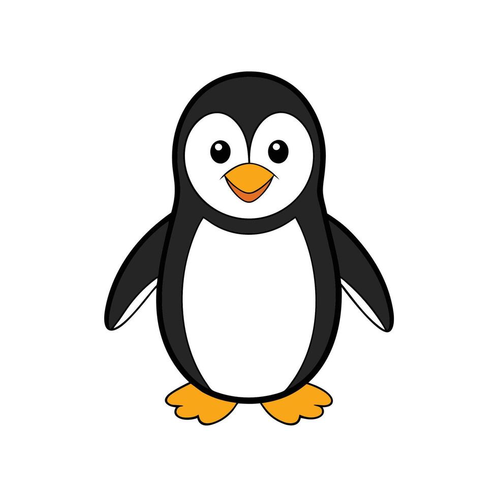 Cartoon Penguin Character Standing Isolated on White Background vector