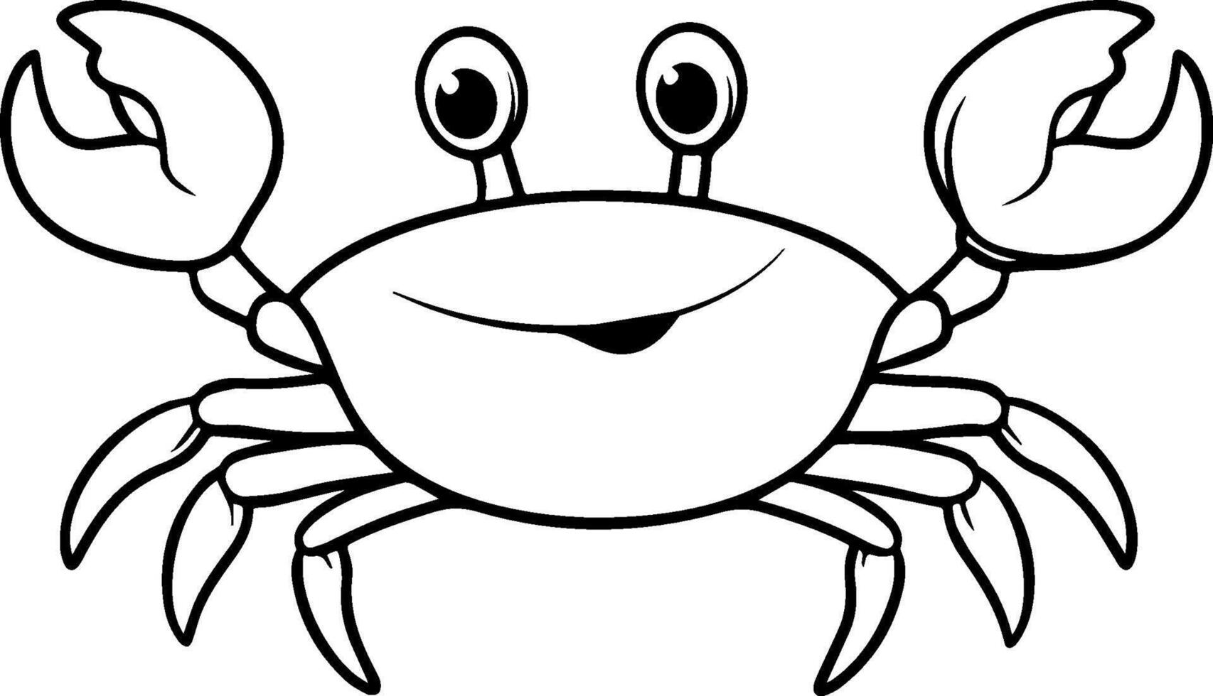 Fun illustration of a cheerful crab with big eyes and wide claws, perfect for coloring page and children's art projects by the seaside vector