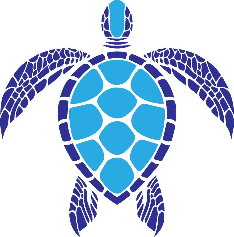 Creative illustration of a blue sea turtle featuring geometric patterns, representing marine life and ocean conservation efforts vector