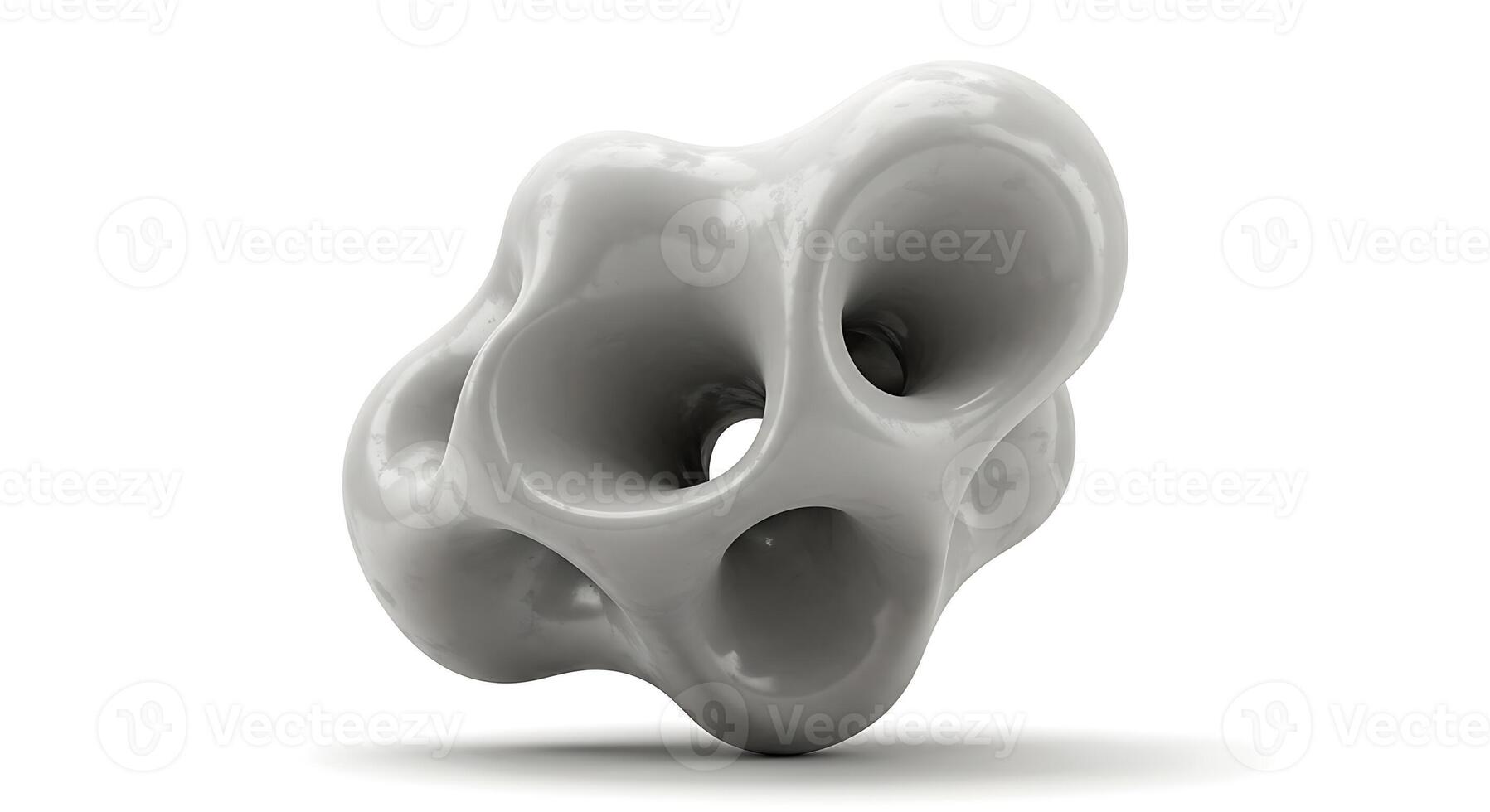 Abstract Sculptural Form with Hollow Cavities on White photo