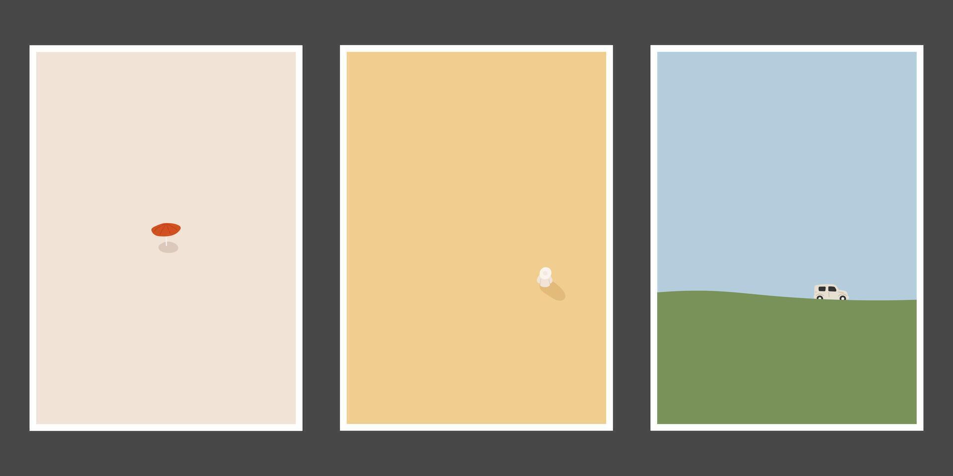 Three different posters with different animals on them vector