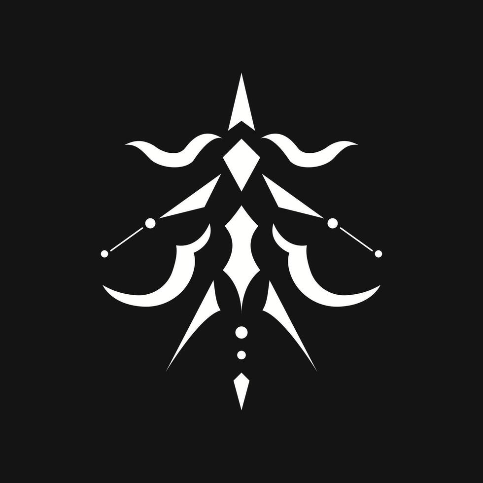 A black and white logo with a stylized design vector
