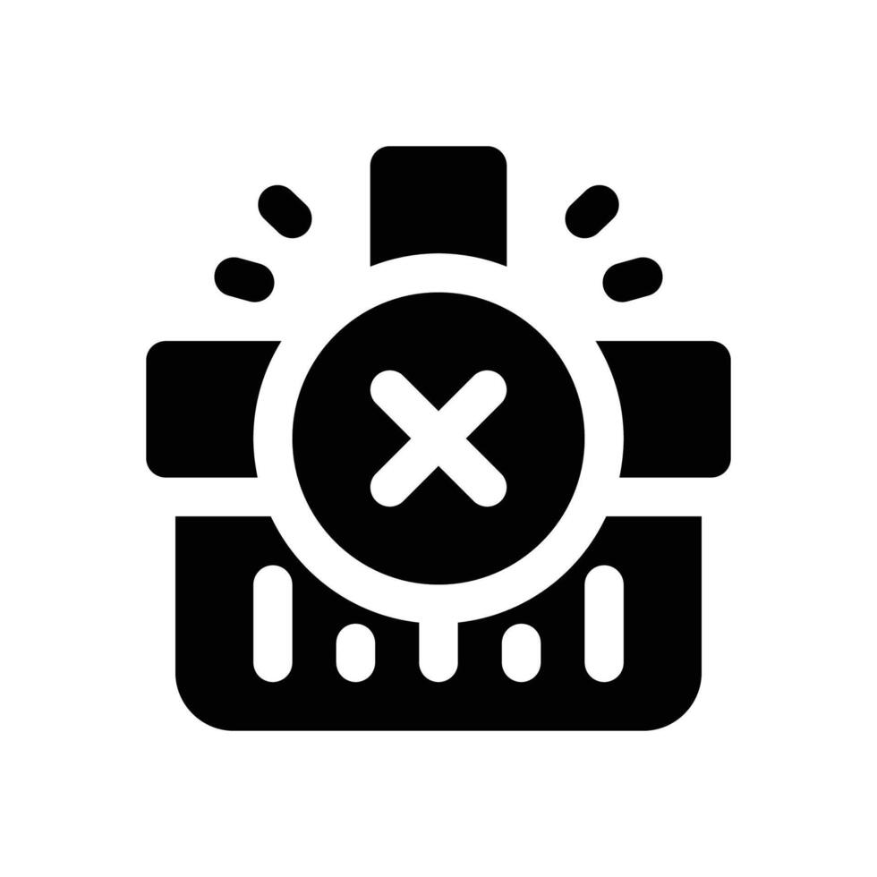 remove from basket glyph icon. Strong and solid icon for websites, mobile interfaces, presentations, and visual branding. High quality and easy to edit. vector