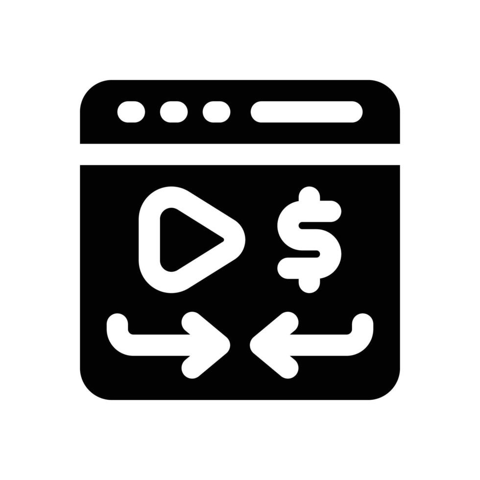 monetization glyph icon. Strong and solid icon for websites and mobile apps. vector