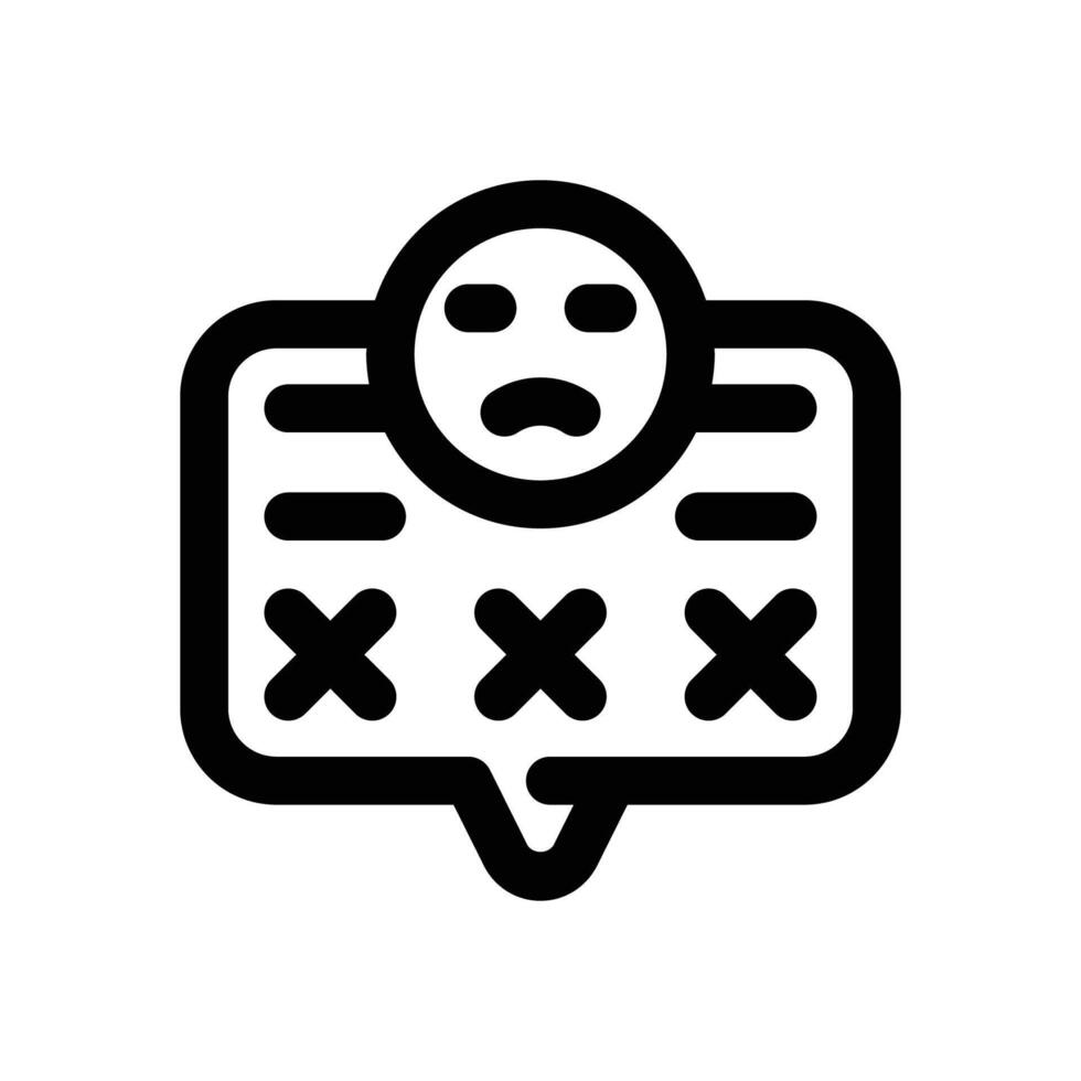 bad comment line icon. Clean and minimalist icon for websites, mobile apps, presentations, and logos. Fully scalable and customizable for any project. vector