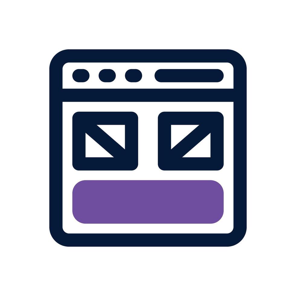 web wireframe duotone icon. Sleek and modern icon for websites, mobile apps, marketing materials, and corporate design. Fully scalable and ready to use. vector
