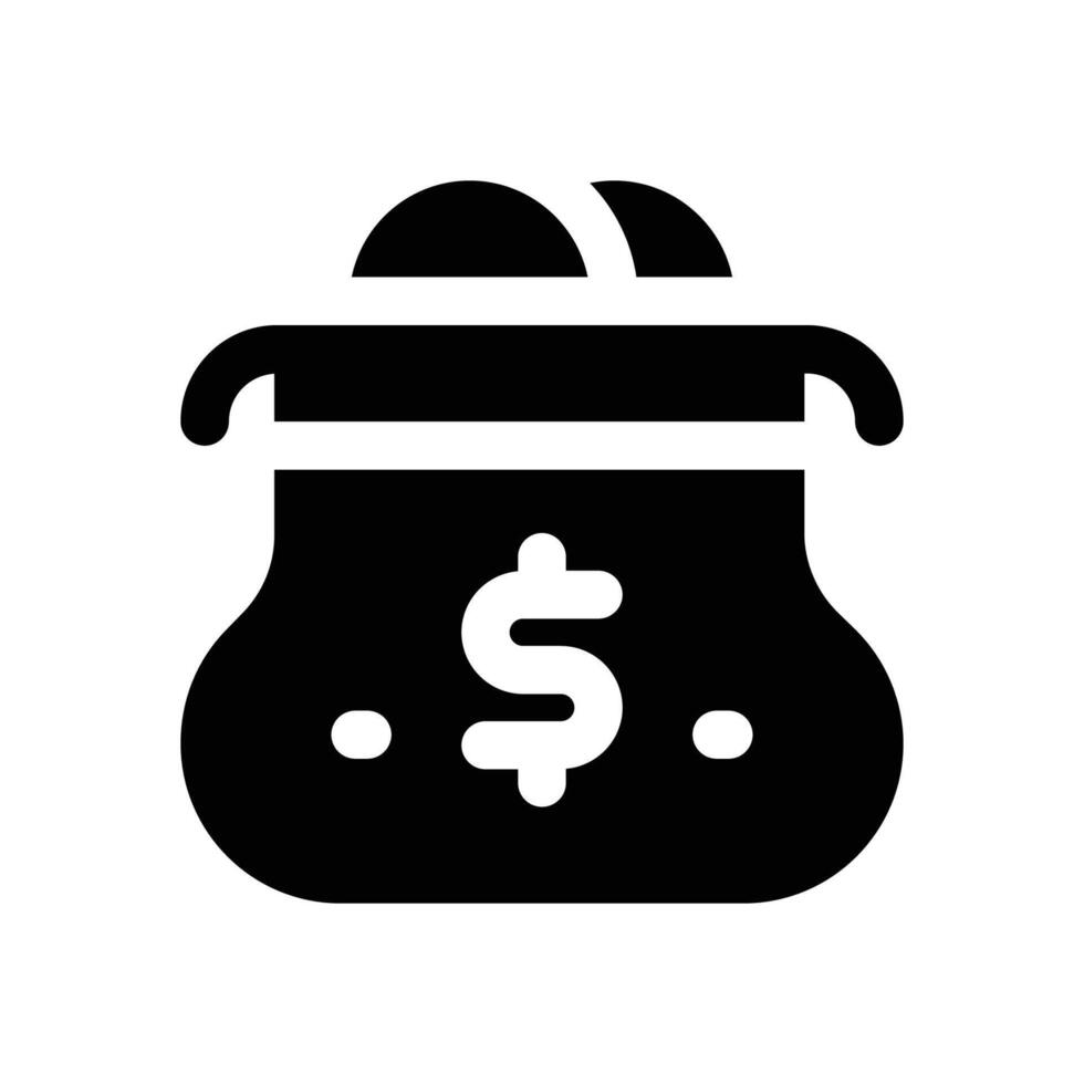 purse glyph icon. Strong and solid icon for websites, mobile interfaces, presentations, and visual branding. High quality and easy to edit. vector
