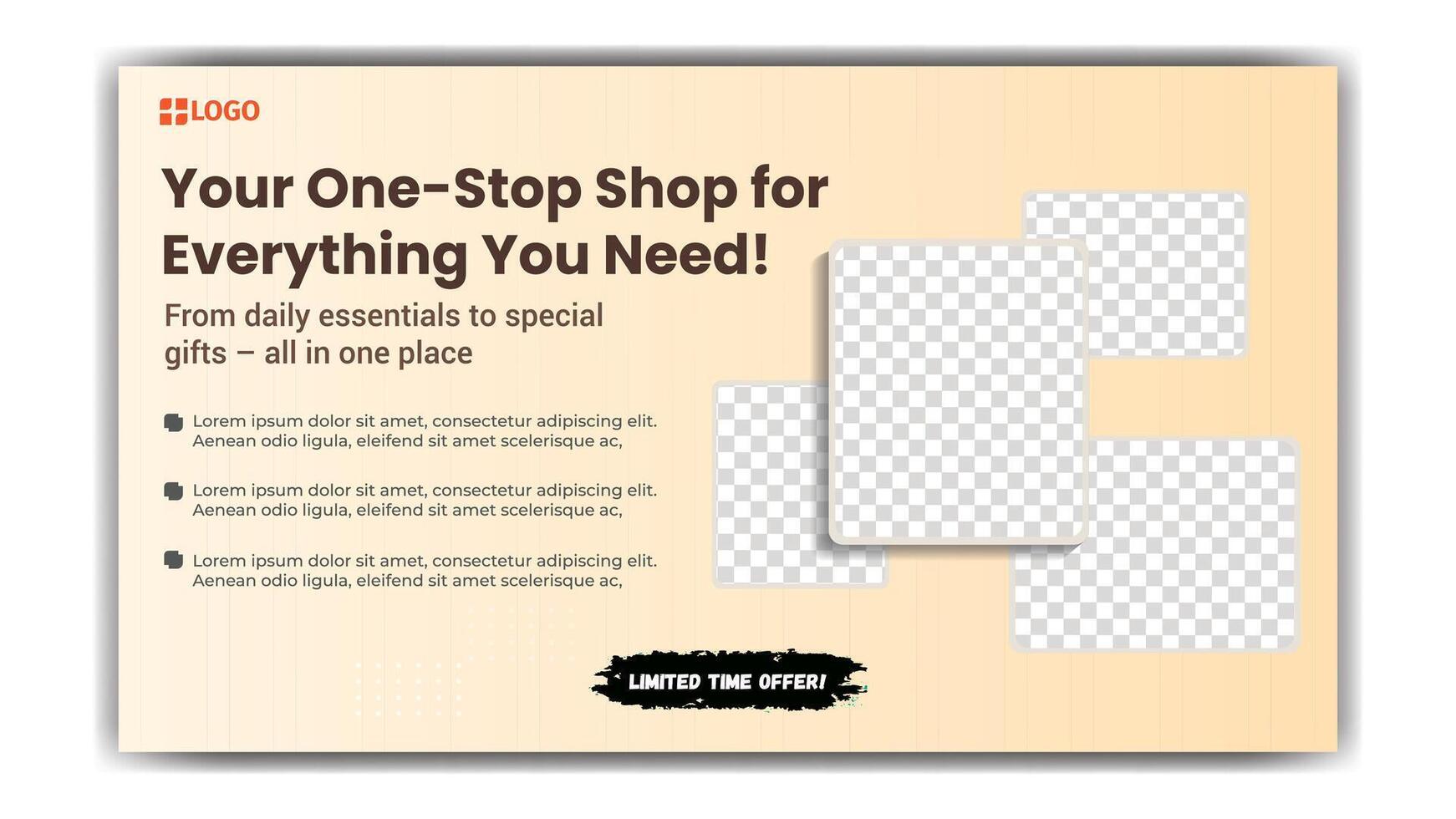 Your One-Stop Shop for Everything You Need. Best social media banner. vector