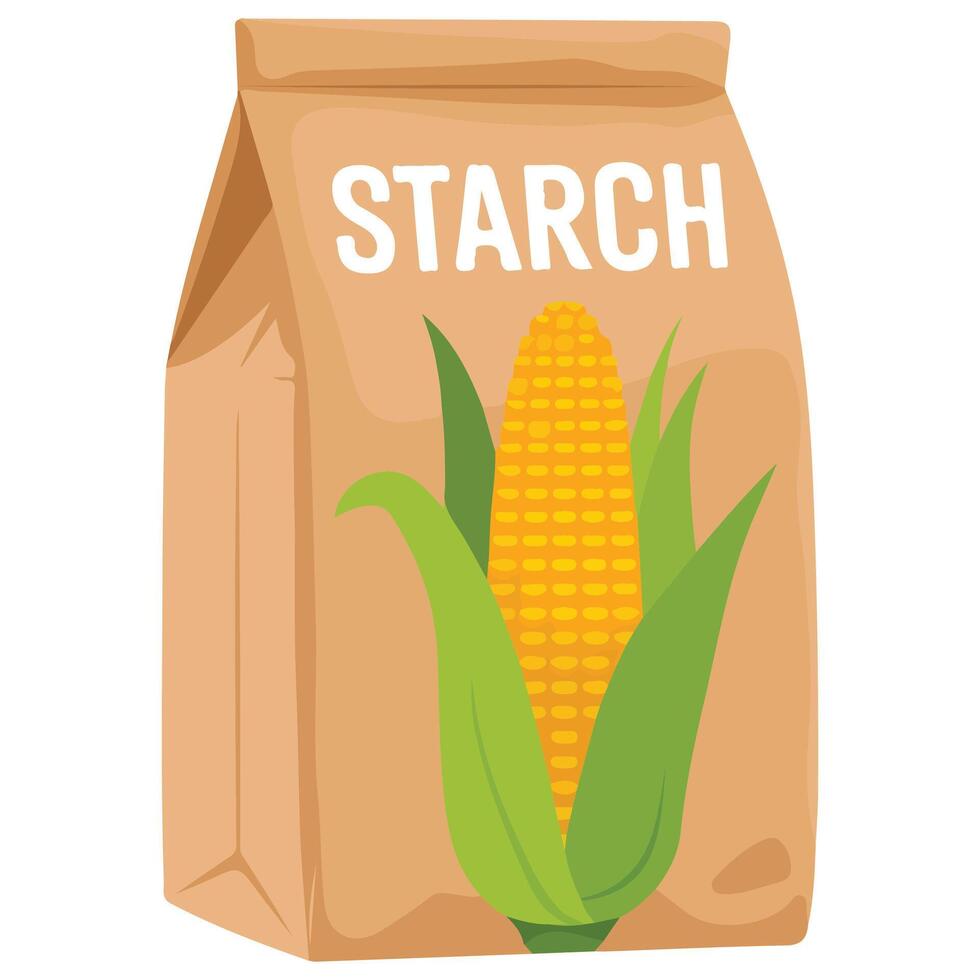 Corn starch powder in bowl isolated illustration on white background vector