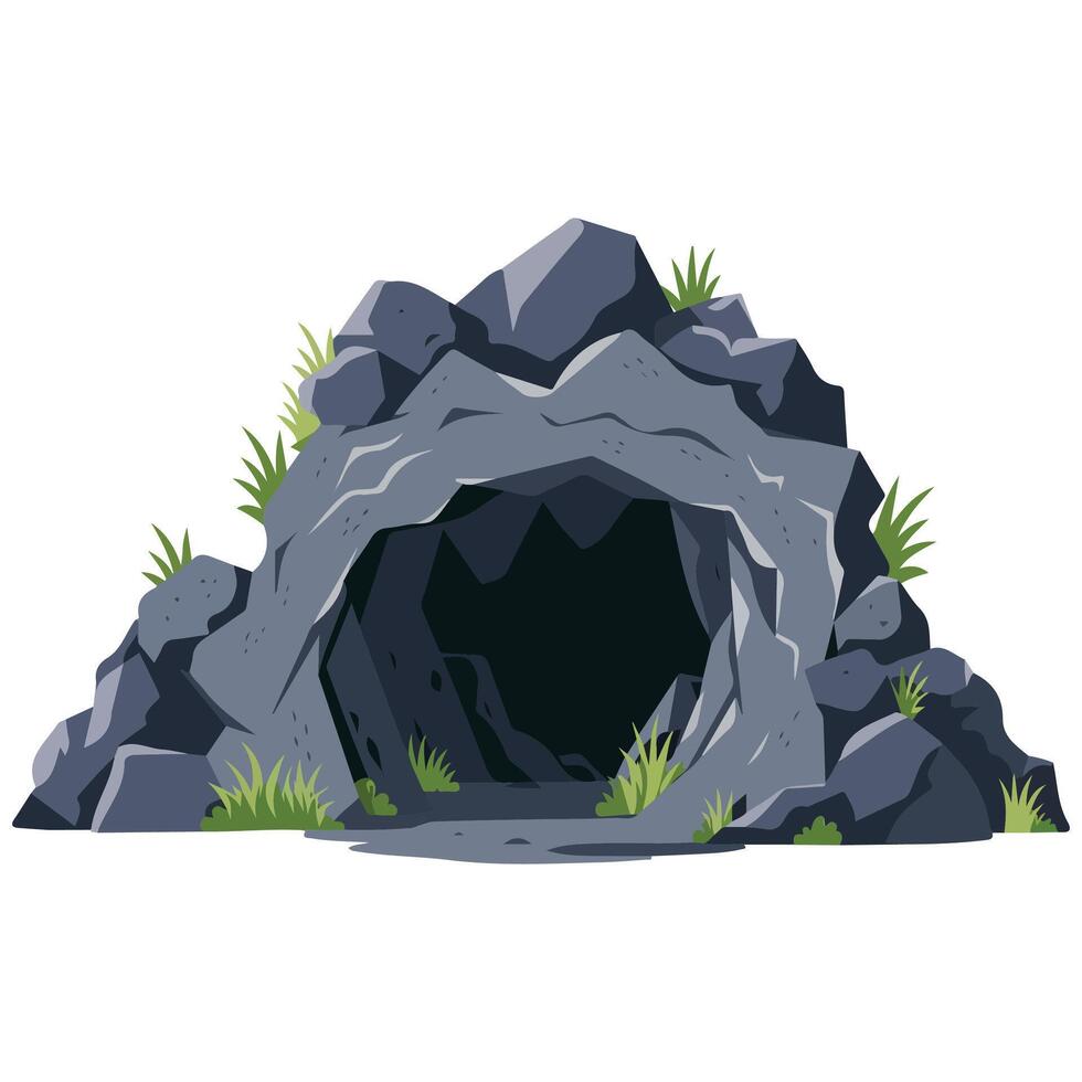 Prehistoric stone cave dwelling isolated illustration on white background vector